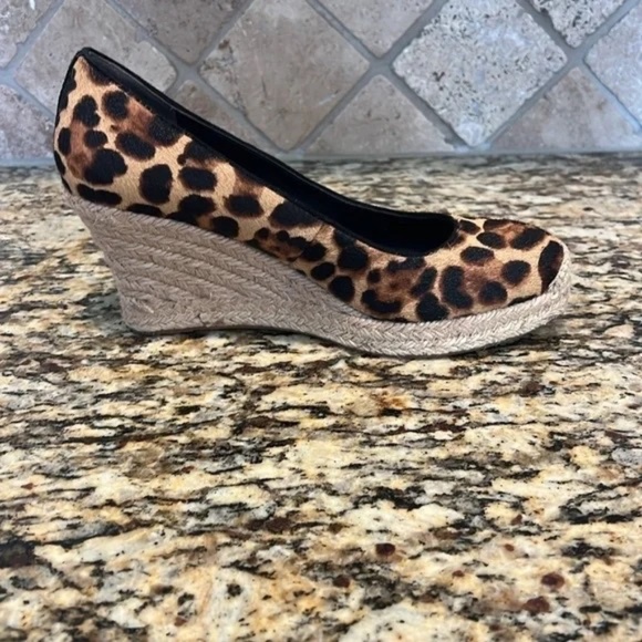 J. Crew Collection Seville Espadrille Wedge Leopard Calf Hair Size 7 - Picture 9 of 11